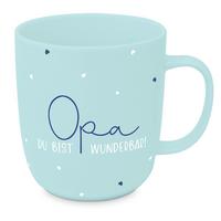 Kaffeebecher Opa aus Keramik ca. 400ml - Blau/Weiss, Modern, Keramik (9/10cm)