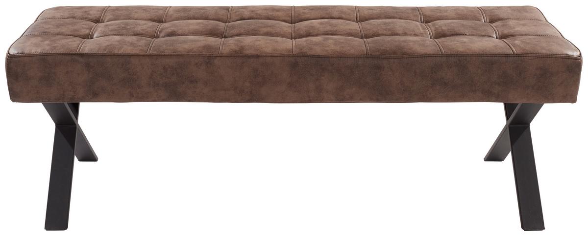 Sitzbank Donna Lederlook - Anthrazit/Braun, MODERN, Textil/Metall (140/48/45cm)