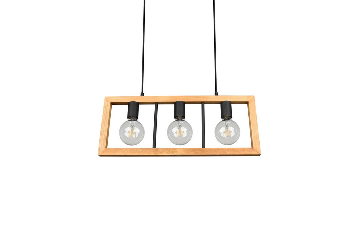 Pendelleuchte Agra Braun/Schwarz max. 10 Watt - Schwarz/Braun, Natur, Holz/Metall (60/150/8,5cm) - Trio Leuchten