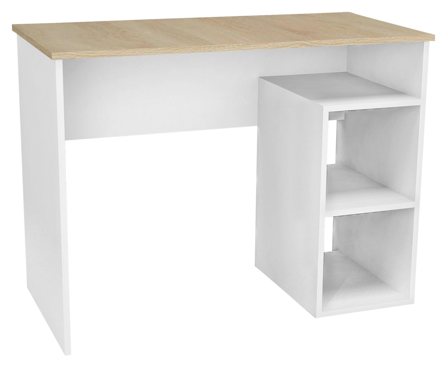 Íróasztal 100x75x50cm Open Desk - Sonoma tölgy/Fehér, konvencionális, Faalapú anyag (100/75/50cm)