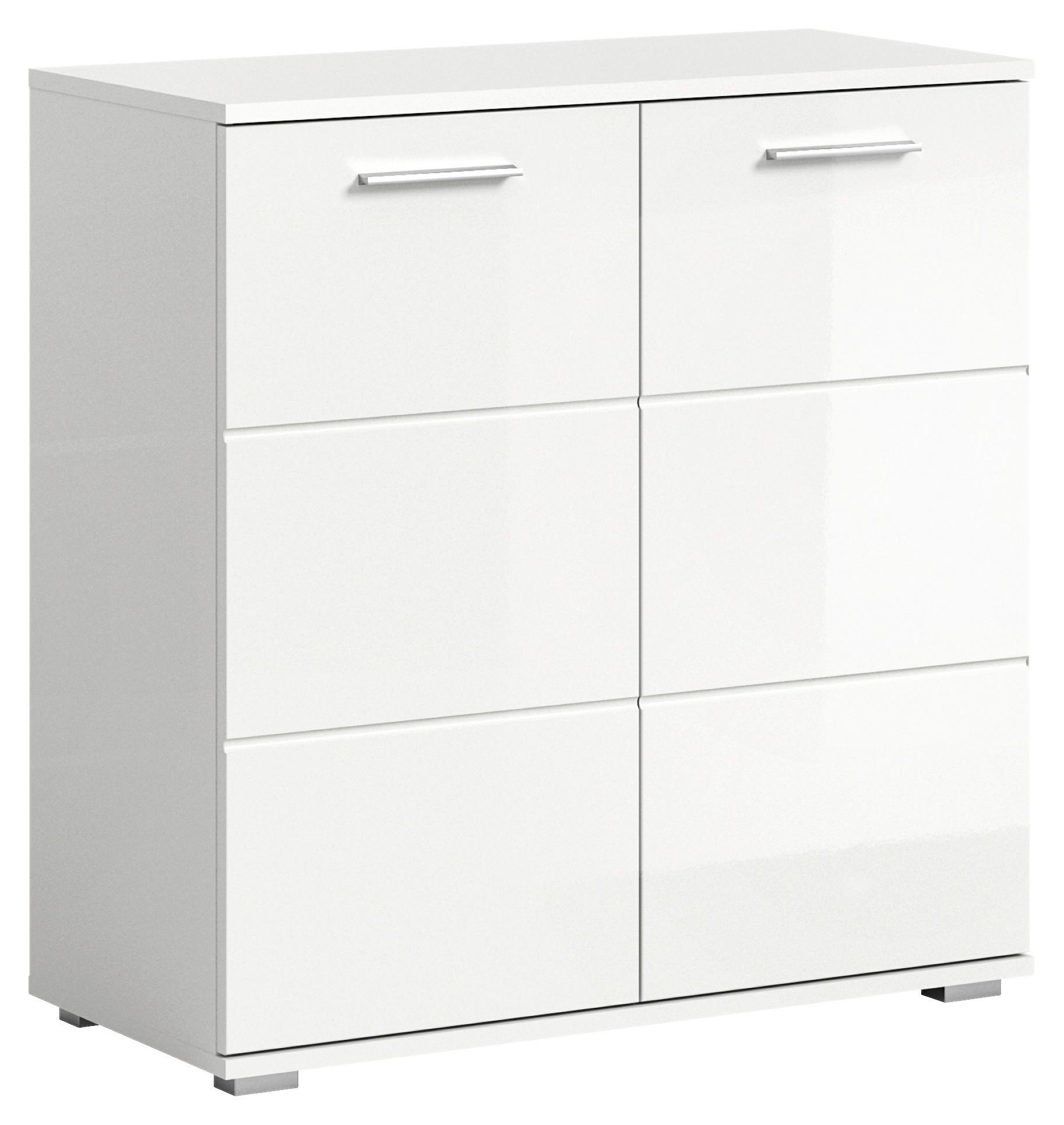 Kommode Prego ca. 80x83 cm Weiß - Weiß Hochglanz, Design, Holzwerkstoff/Kunststoff (80/83/37cm) - Xora