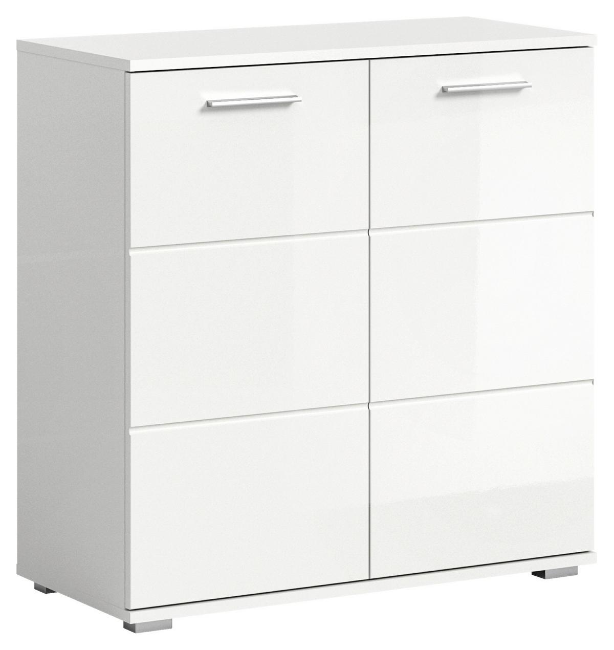 Kommode Prego ca. 80x83 cm Weiß - Weiß Hochglanz, Design, Holzwerkstoff/Kunststoff (80/83/37cm) - Xora