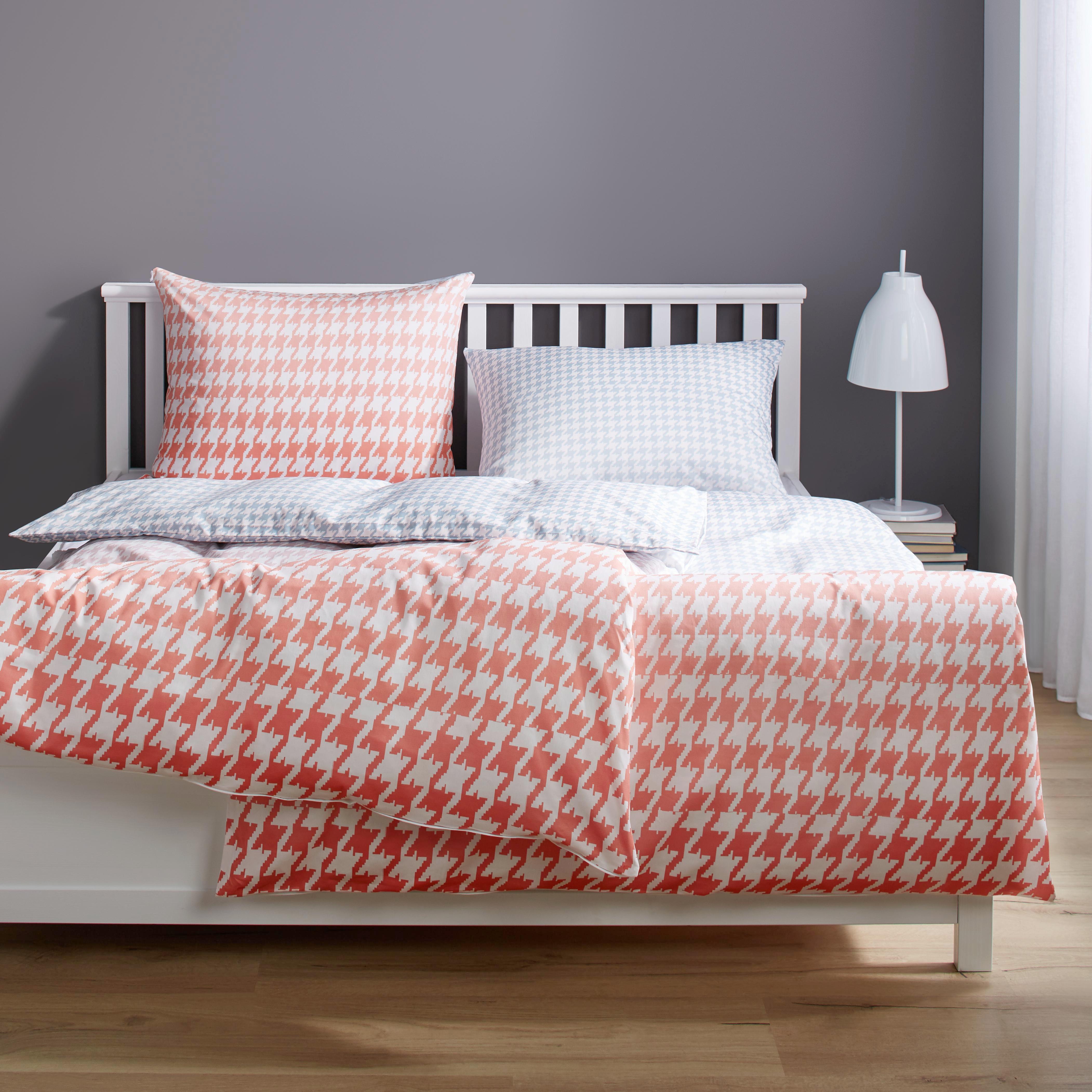 Bettwäsche S. Oliver Baumwollsatin - Rot/Grau, MODERN, Textil - S. Oliver