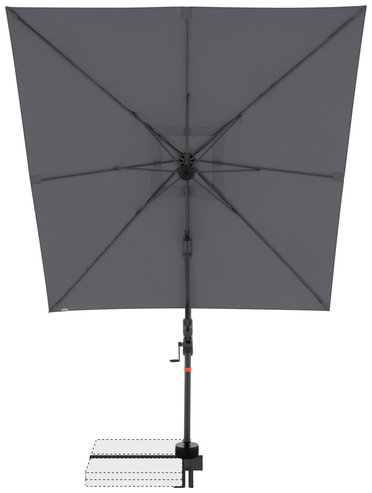 Ampelschirm Myzone Anthrazit ca. 210x210cm - Anthrazit, Basics, Textil/Metall (210/210cm) - Doppler