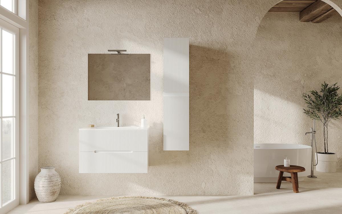 MASCĂ PENTRU LAVOAR IRIS - alb lucios intens/antracit, Modern, material pe bază de lemn (80/51/46cm)