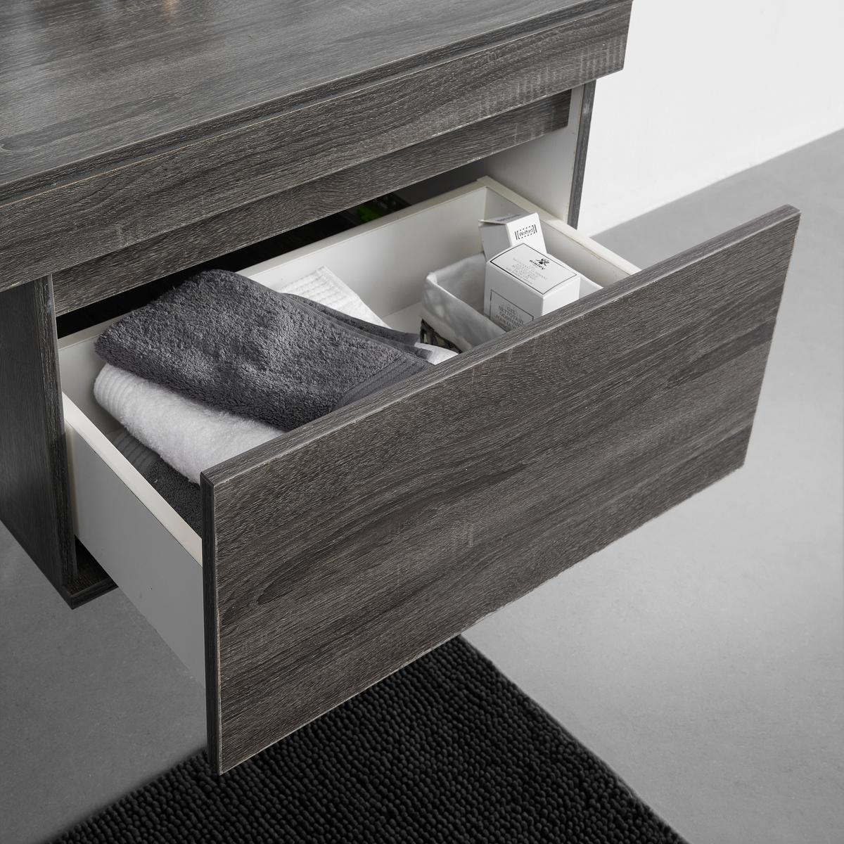 Badezimmer Domenico Rauchfarbe mit Waschbecken & Spiegel - Weiß/Grau, MODERN, Glas/Keramik (120/40/50cm) - Bessagi Home