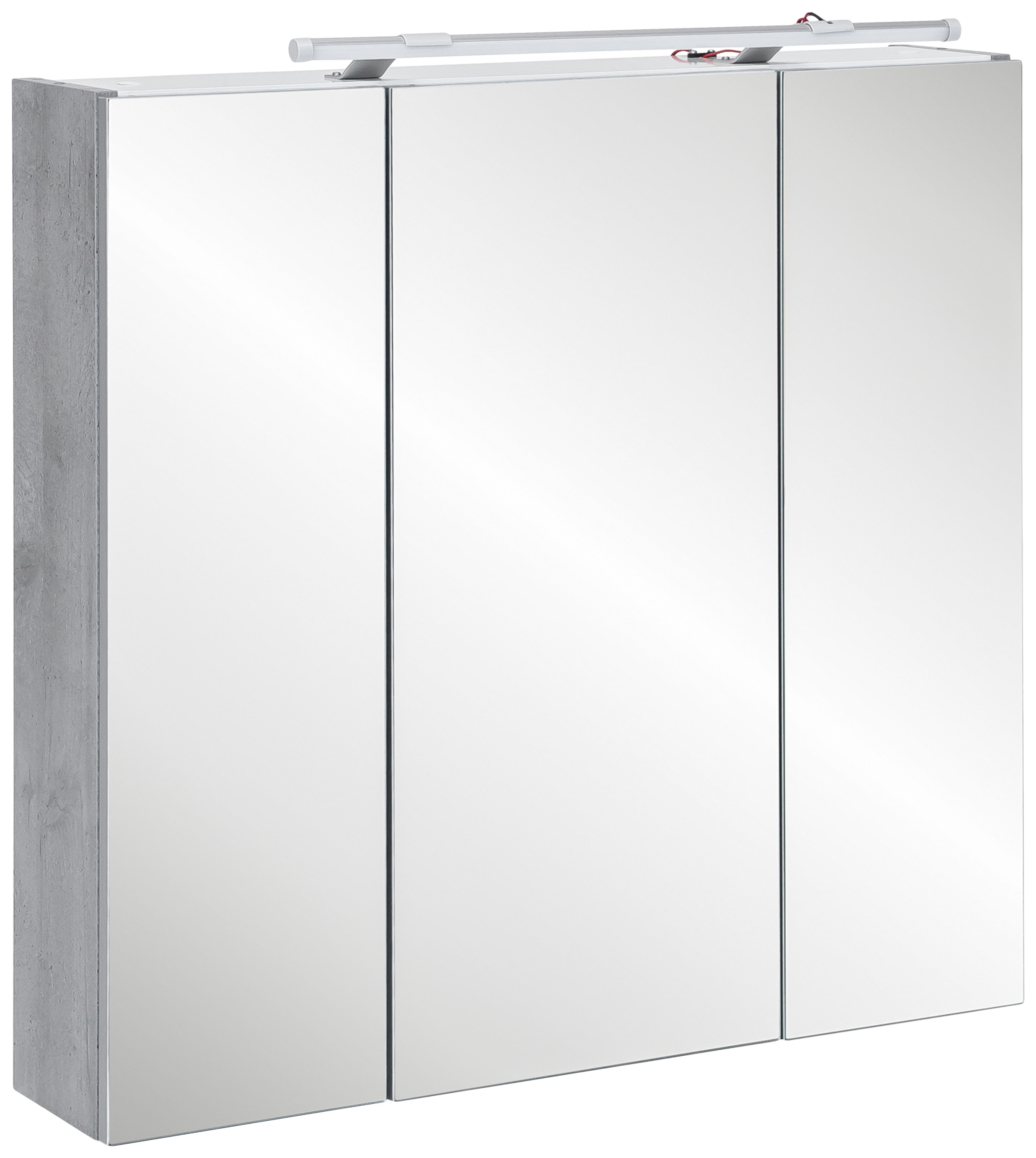 Spiegelschrank in Grau 'Labin' - Nickelfarben, MODERN, Glas/Holzwerkstoff (70,0/75,0/16,0cm) - MID.YOU