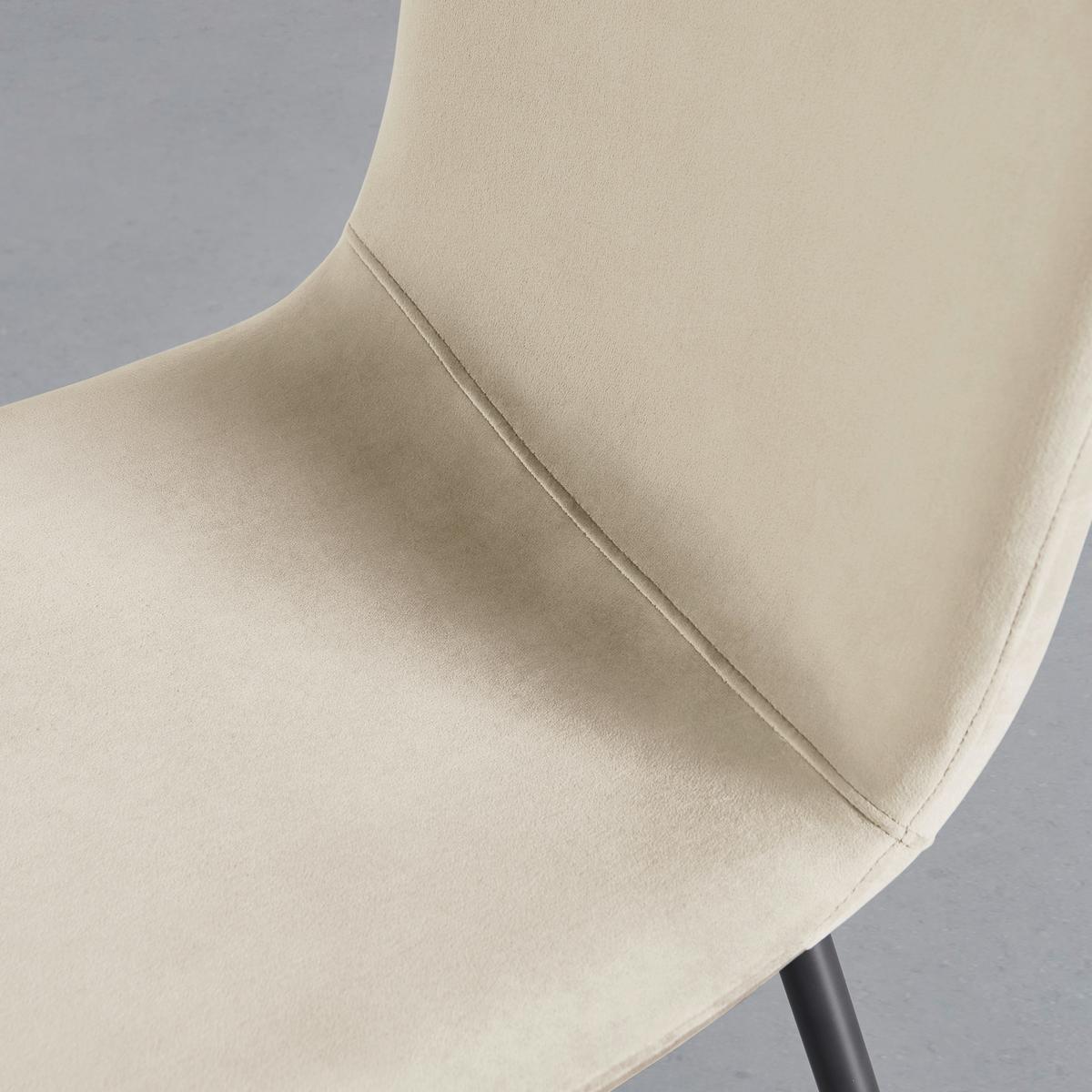 Stol Elif, Bež, Žamet - črna/bež, Moderno, kovina/tekstil (43/86/55cm) - Bessagi Home