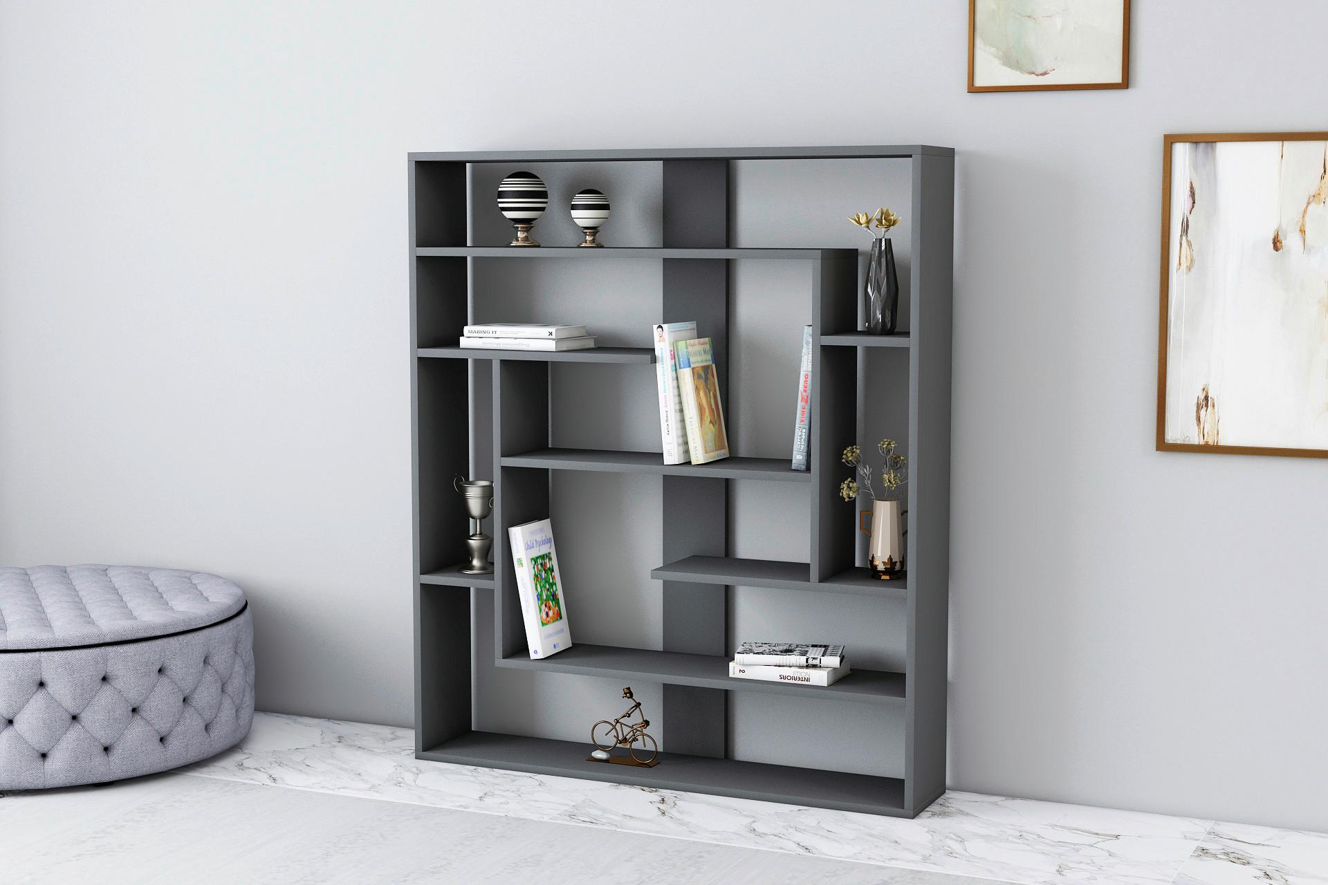 Regal Poseidon - antracit, Design, leseni material (114/132/22cm) - Livetastic