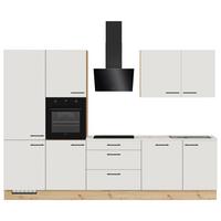 Küchenblock IP1200 o. Geräte Weiß - Eichefarben/Schwarz, MODERN, Holzwerkstoff/Metall (310cm) - Impuls