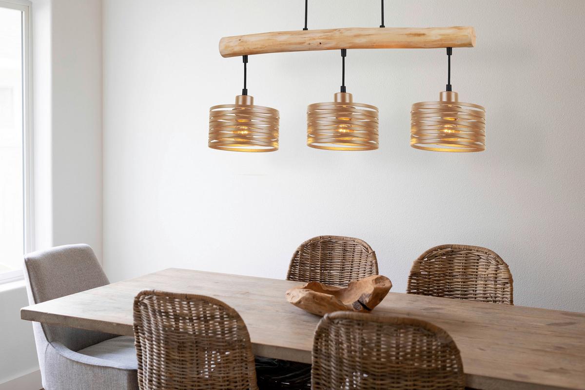 LAMPA WISZĄCA MARY - kolor naturalny/czarny, Trend, tworzywo sztuczne/metal (69/17/120cm) - Novel