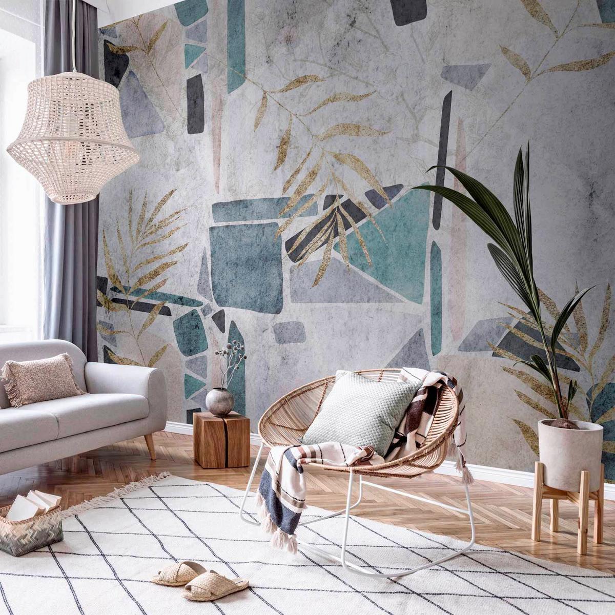 Fototapeta Southern Mosaic, 400x280cm - turkizna/svetlo siva, Trendi, tekstil (400/280cm) - artgeist