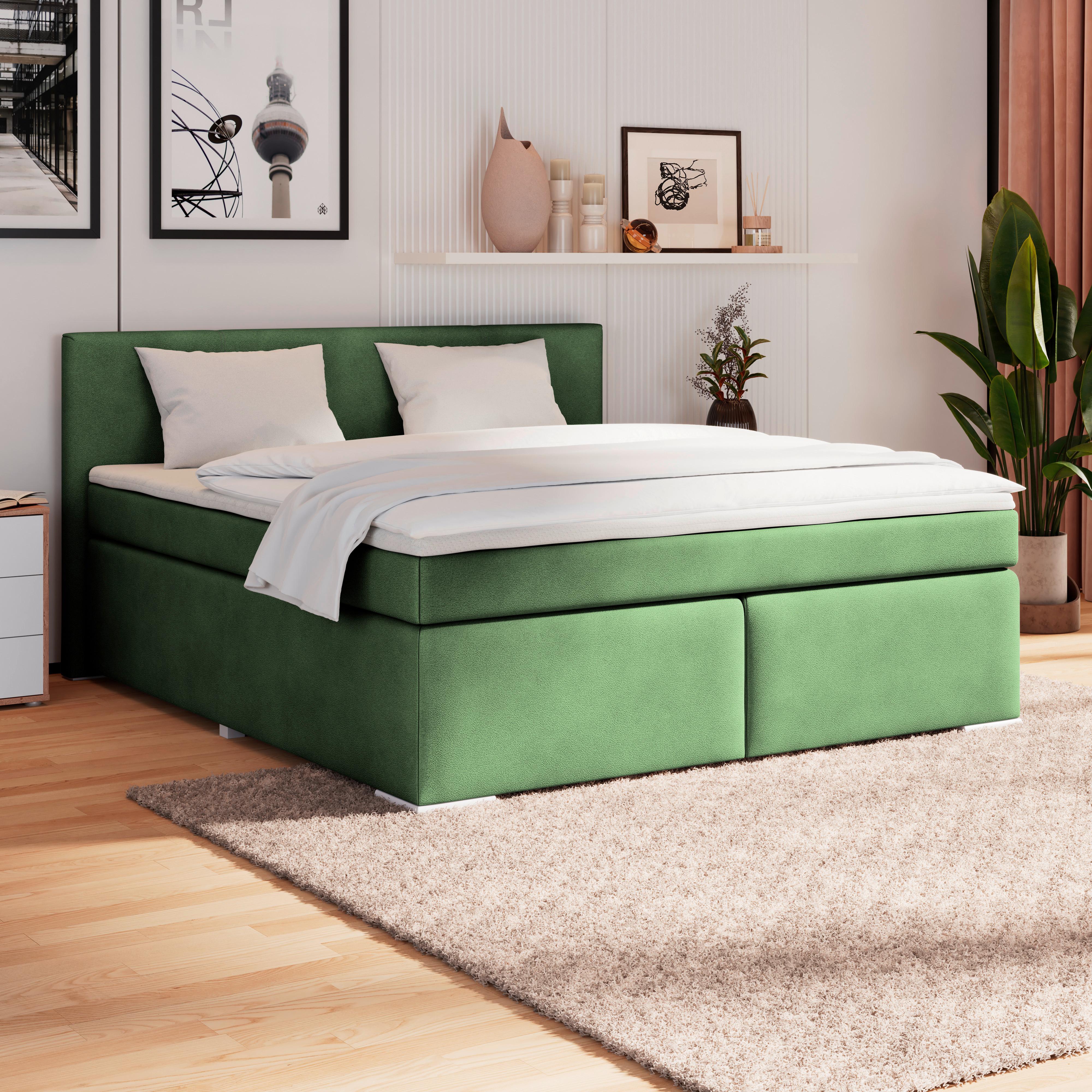 PAT BOXSPRING MIRA 1 - verde închis, Basics, plastic/lemn (160/200cm)