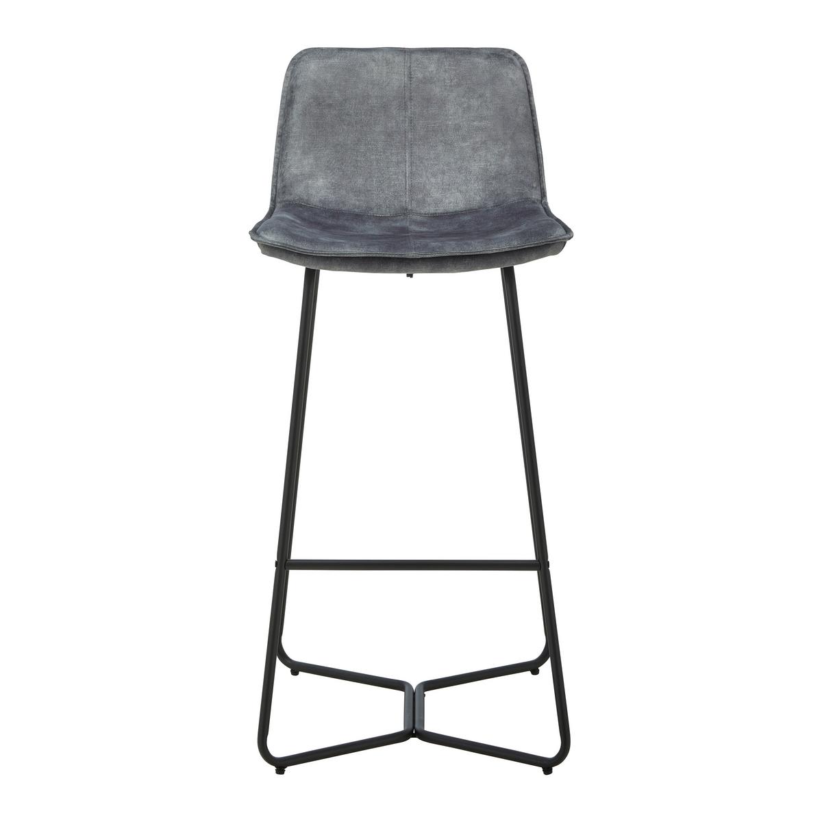 Barhocker Nery Grau Samt Gepolstert - Schwarz/Grau, MODERN, Holz/Textil (48/103,2/57cm) - Bessagi Home