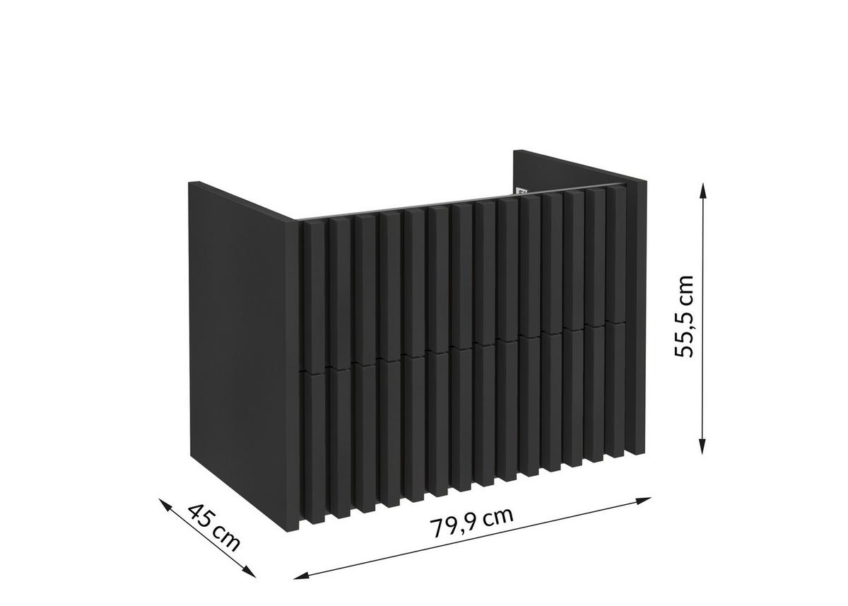 Bază cu lavoar Nero - alb/negru, Modern, ceramică/material pe bază de lemn (81cm) - Welnova