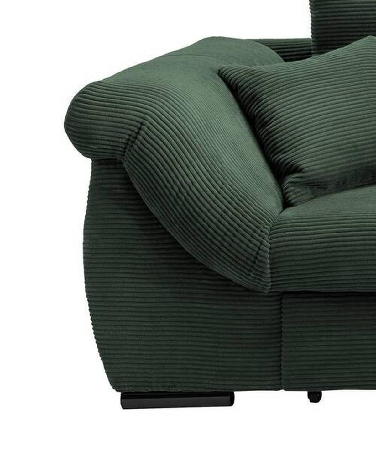 Wohnlandschaft Frederico Dunkelgrün Cord - Dunkelgrün/Schwarz, MODERN, Holz/Textil (302/188cm) - MID.YOU