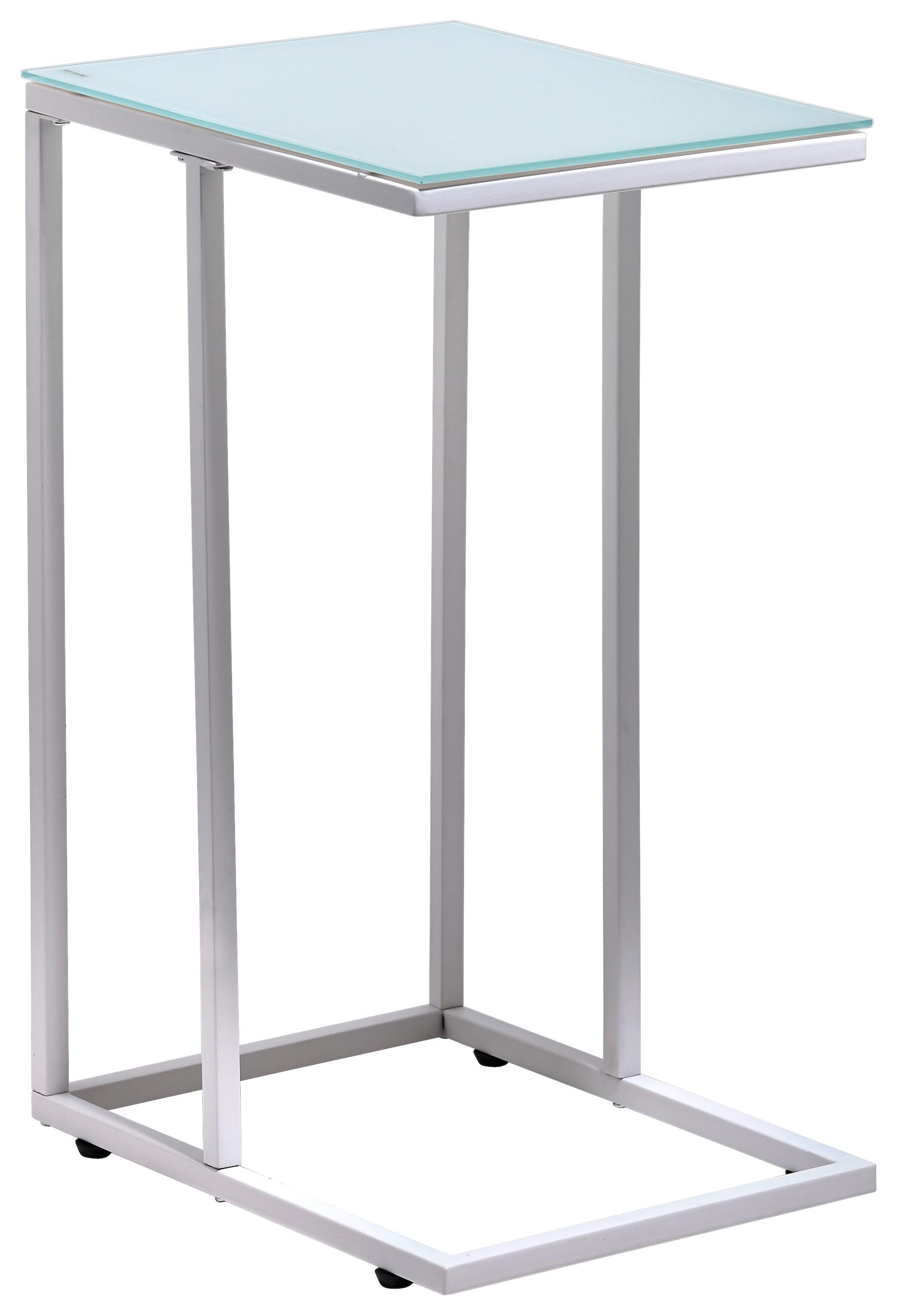 STOLIK BOCZNY JOKO - biały, Design, metal/szkło (40/30/60cm) - Carryhome