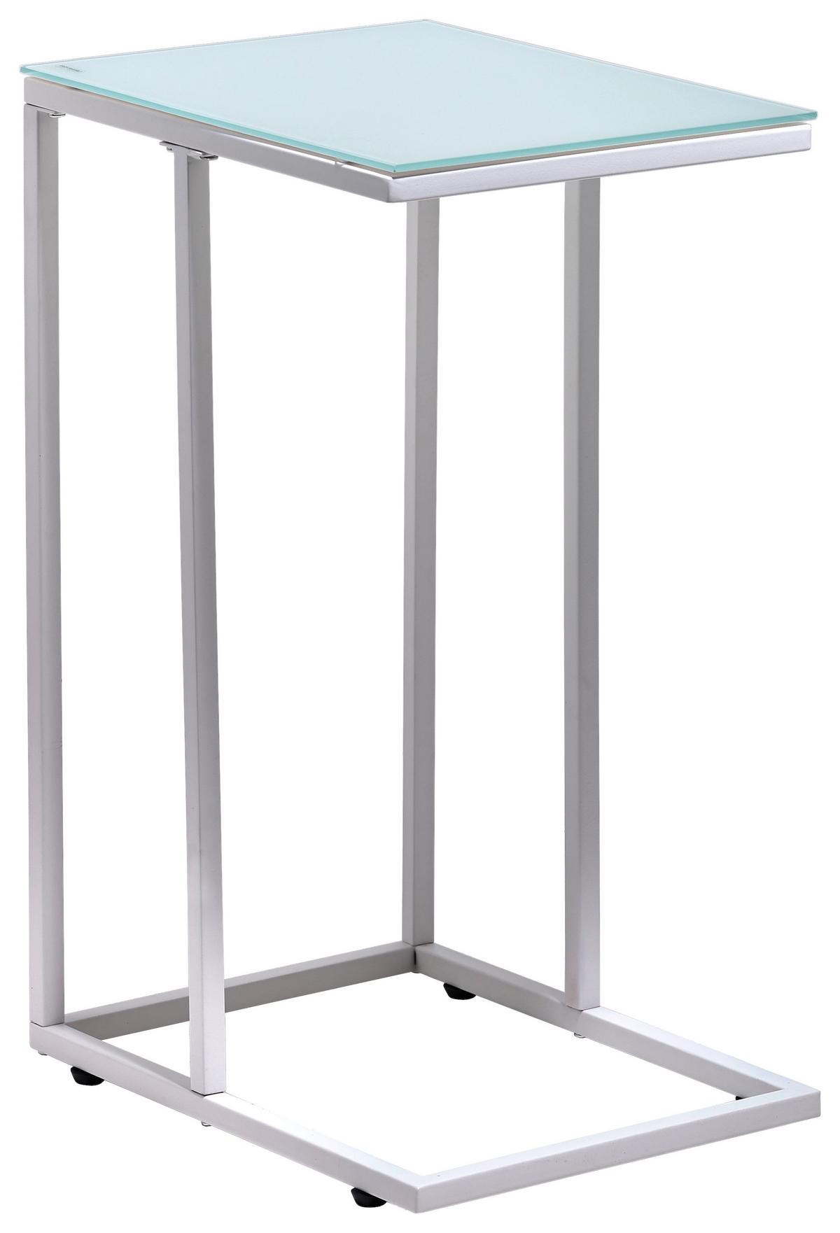 STOLIK BOCZNY JOKO - biały, Design, metal/szkło (40/30/60cm) - Carryhome