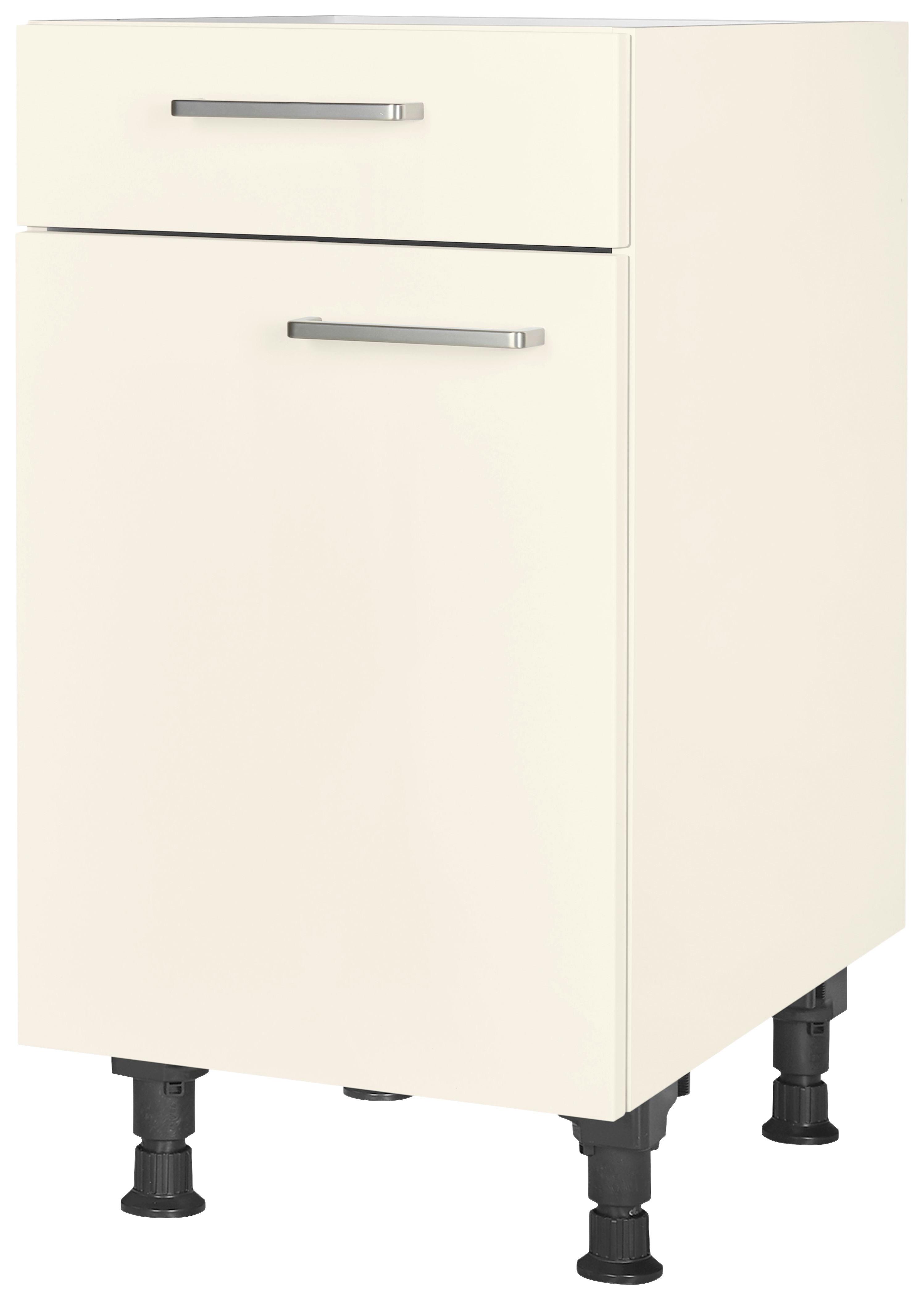 Schubkastenunterschrank Touch Magnolie - Edelstahlfarben/Magnolie, MODERN, Holzwerkstoff/Metall (45/87/56cm) - Nobilia