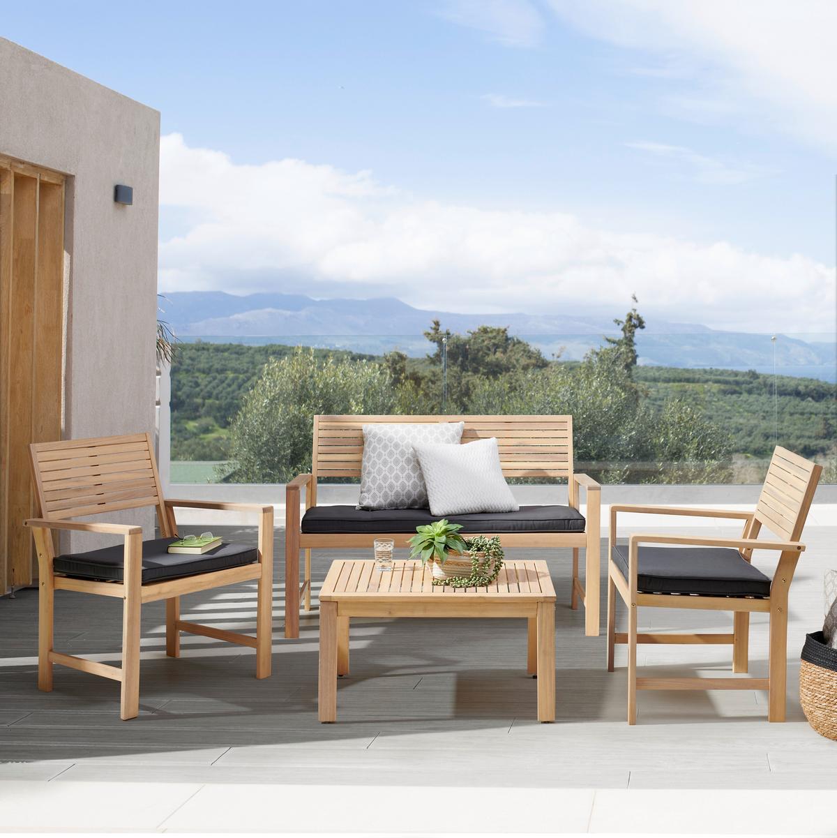 Lounge Garnitura Bergen, Barva Akacije, Temno Siva - temno siva/barve akacije, Moderno, tekstil/les (73cm) - Beldano