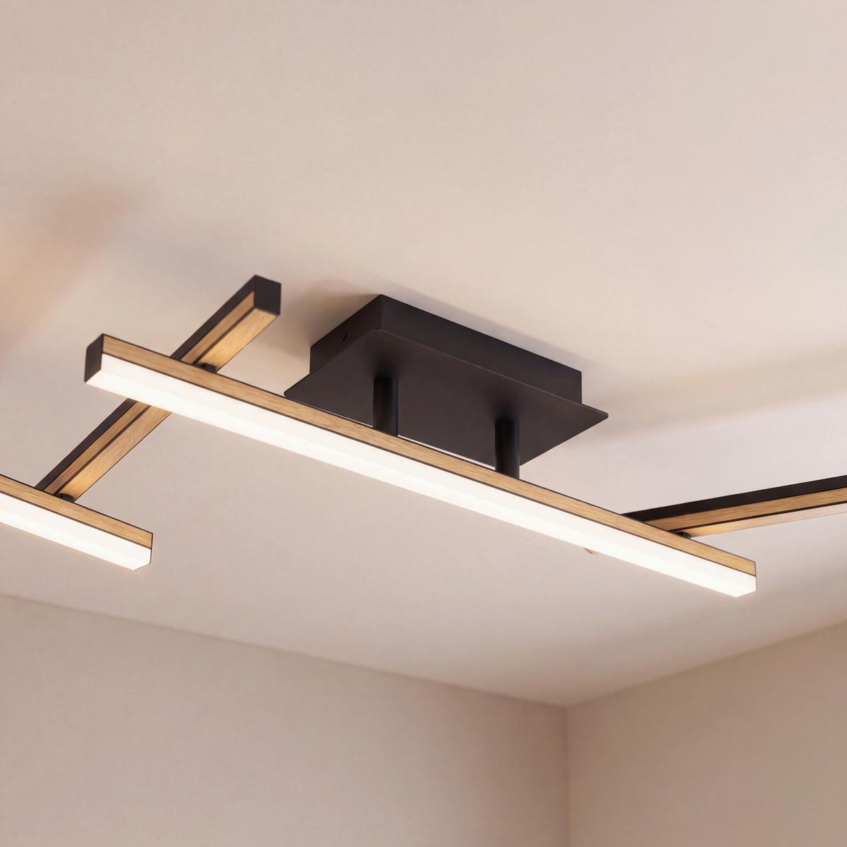 LAMPA SUFITOWA LED 300291_RIMINI - czarny/kolor klonowy, Design, tworzywo sztuczne/metal (220/12/11cm) - Eglo