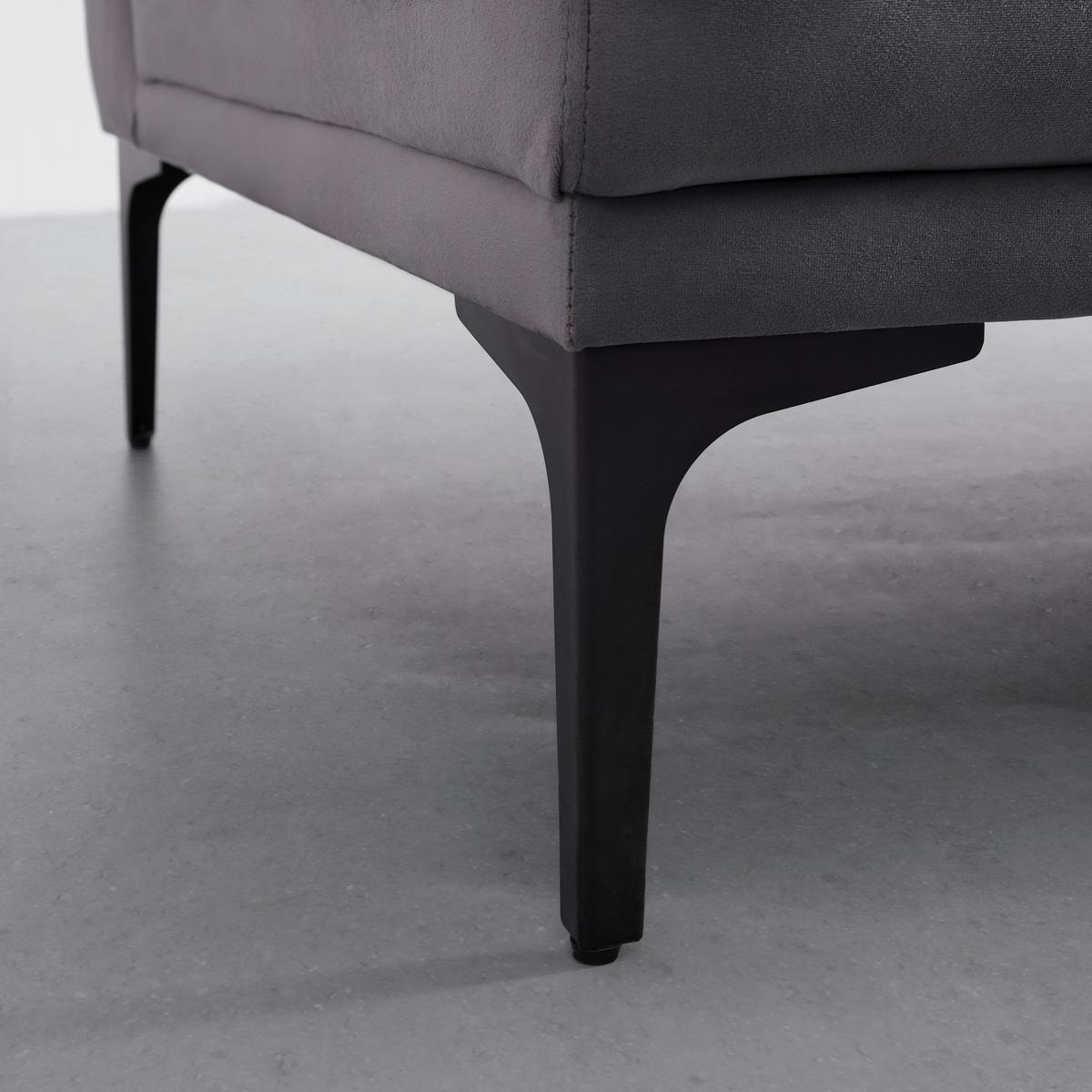 Modulsofa Tessa Dunkelgrau Samt - Dunkelgrau/Schwarz, MODERN, Textil/Metall (180,5/82,5/88,5cm) - Bessagi Home