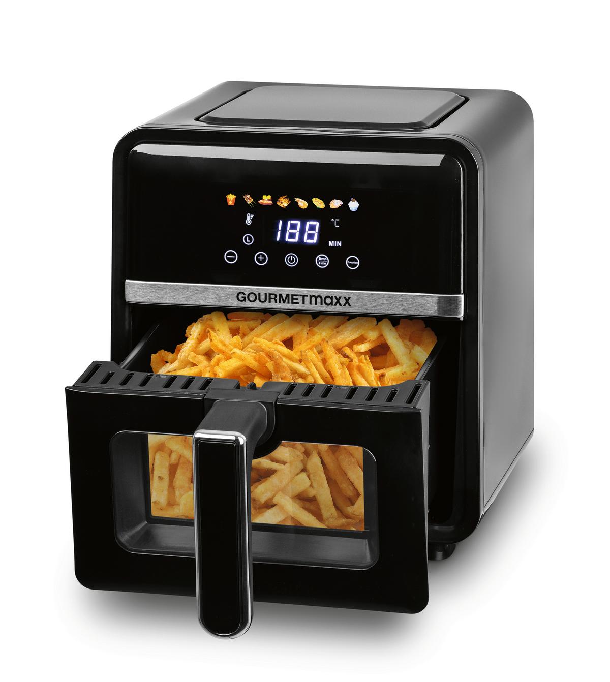 FRYTKOWNICA BEZTŁUSZCZOWA 16539 - kolor srebrny/czarny, Basics, tworzywo sztuczne/metal (36,5/25/30cm) - GOURMETMAXX