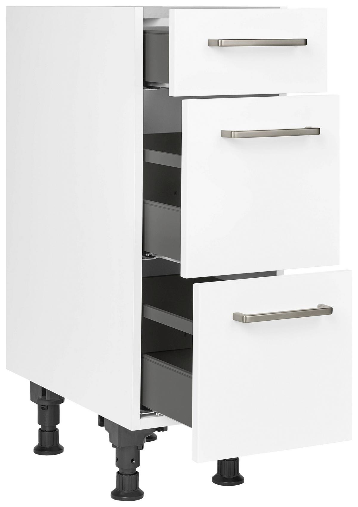 Schubkastenunterschrank Touch Weiß - Edelstahlfarben/Weiß, MODERN, Holzwerkstoff/Metall (30/87/56cm) - Nobilia