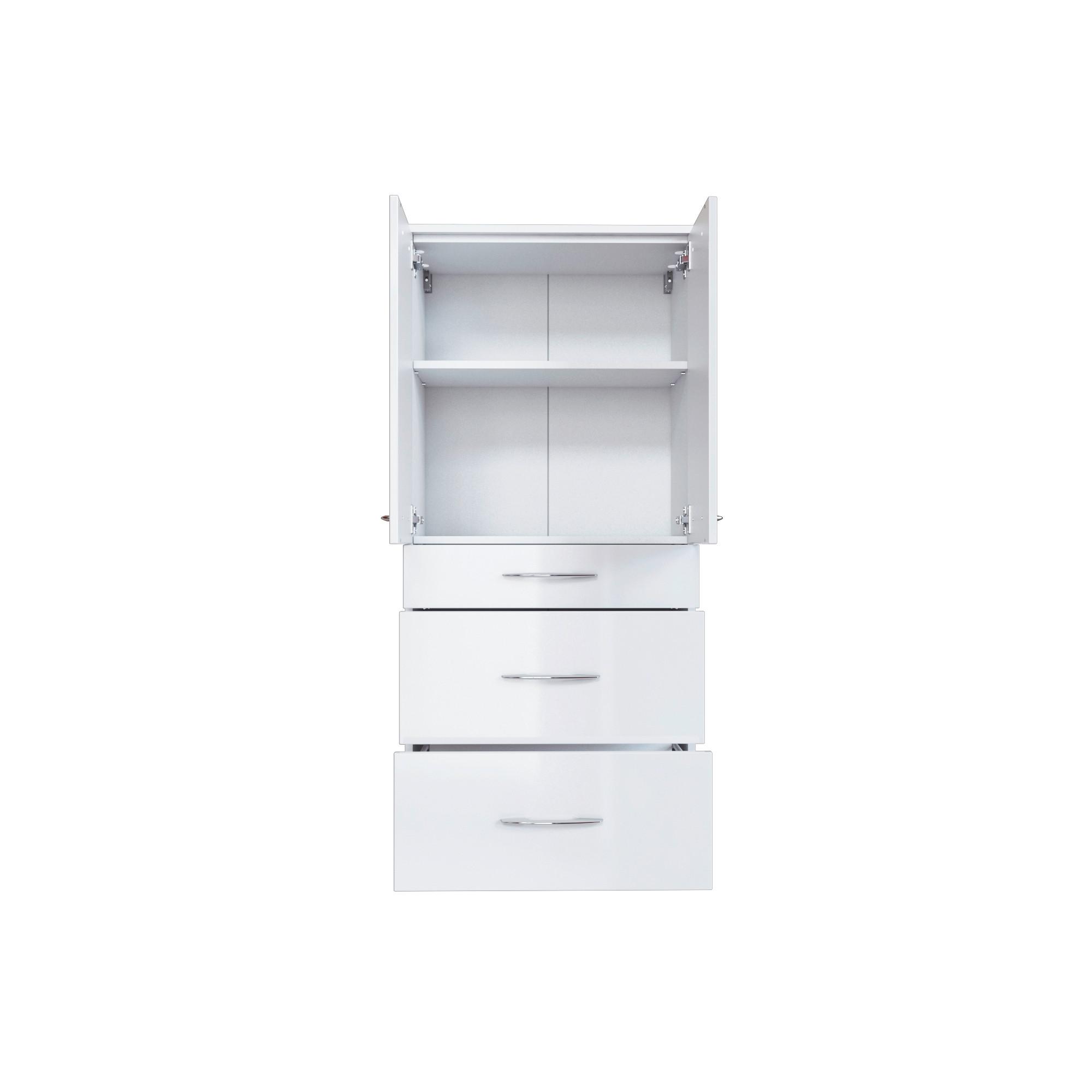 Midischrank Florida in Weiß Hochglanz - Chromfarben/Weiß Hochglanz, MODERN, Holzwerkstoff/Metall (60/130/35cm)