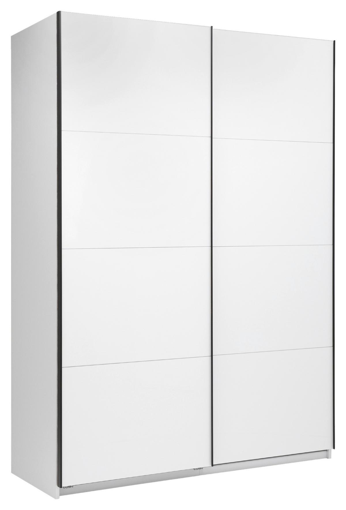 Schwebetürenschrank Family Weiß Hochglanz - Weiß Hochglanz/Schwarz, MODERN, Holzwerkstoff/Metall (150/212/62cm) - Mömax