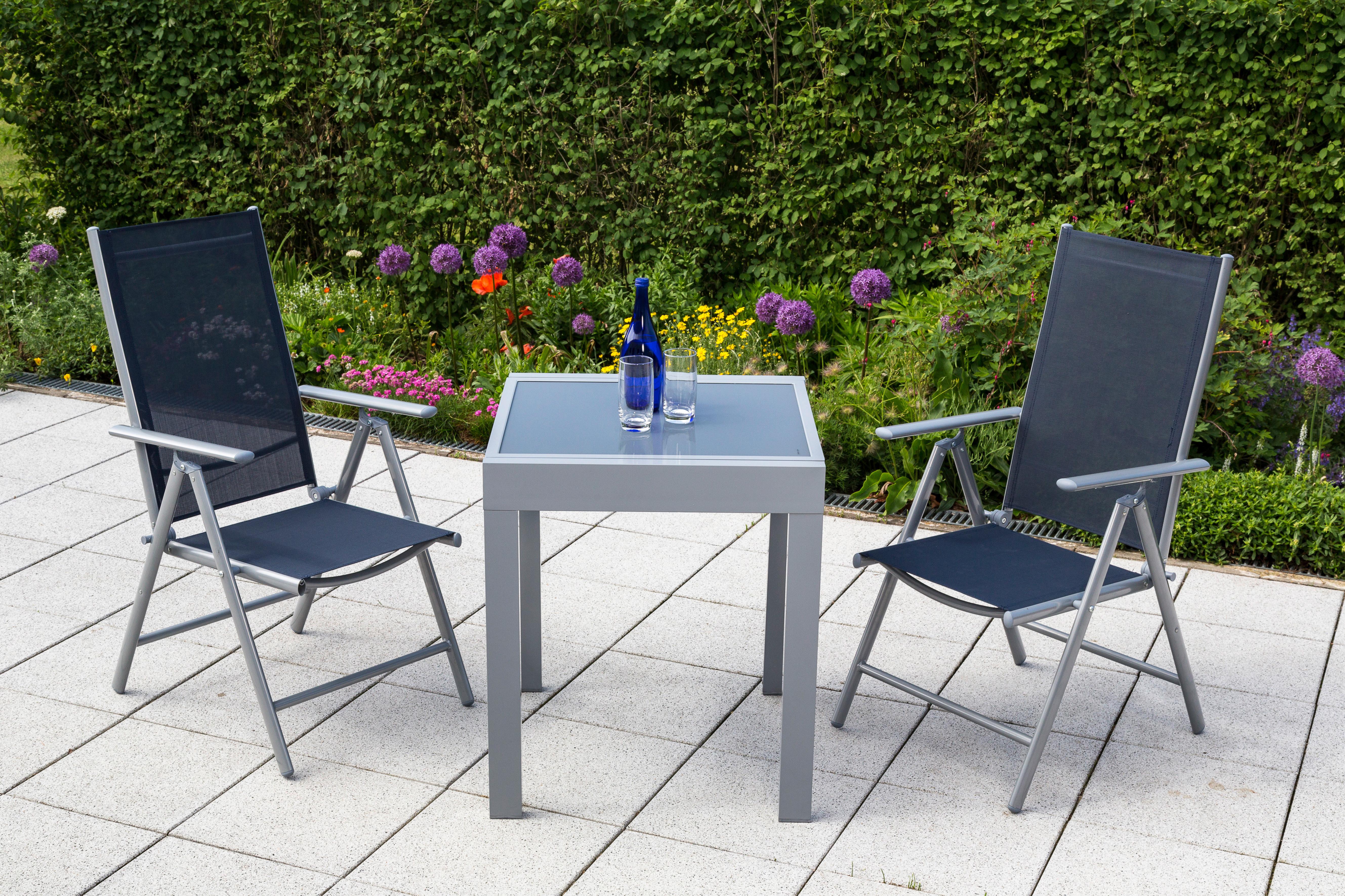GARTENSET AMALFI - Blau/Silberfarben, MODERN, Textil/Metall - Gardenson