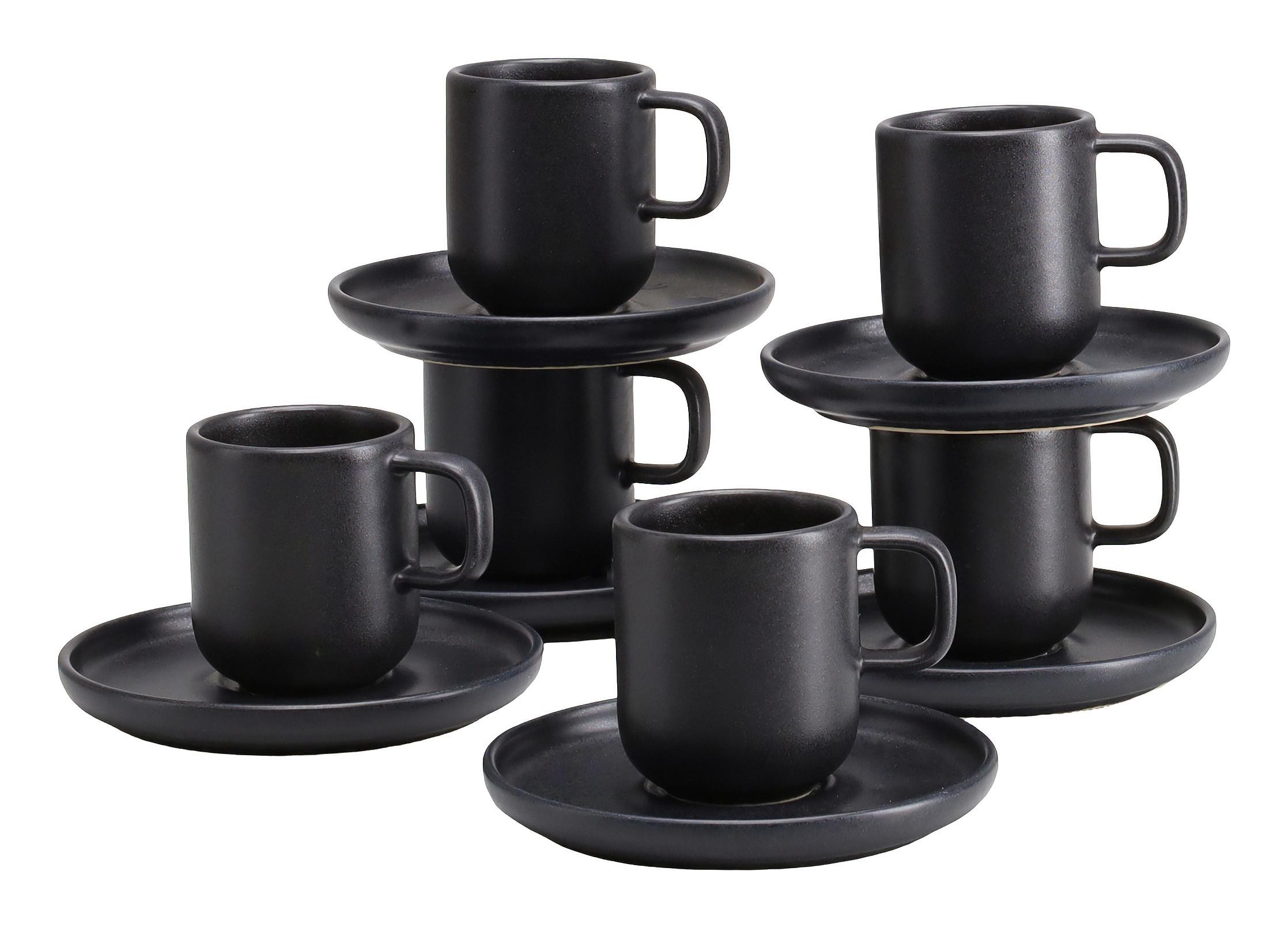 Csészekészlet 25256 Uno Schwarz Espressoset - fekete, Trend, kerámia (80ml) - Creatable