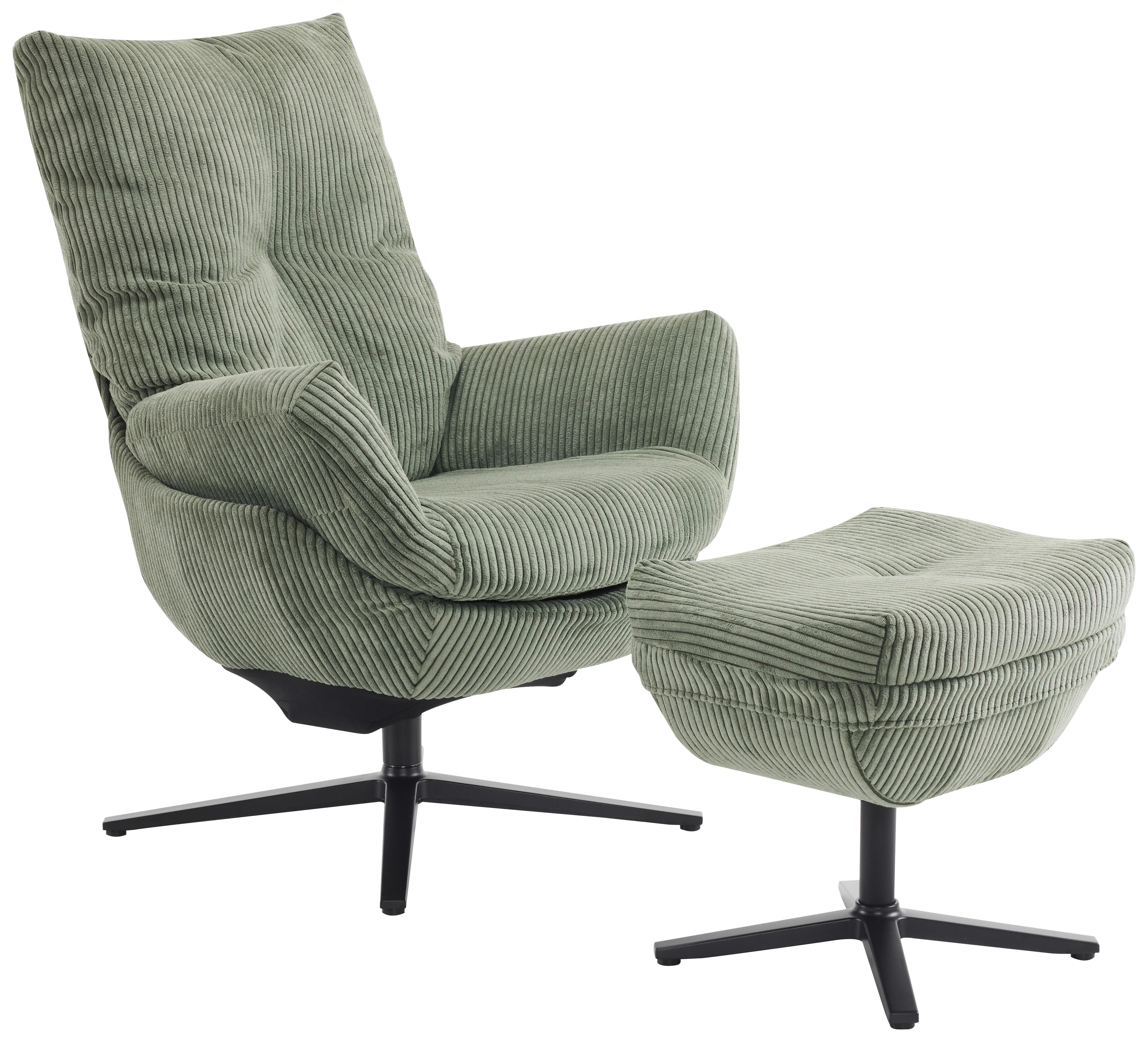 ZESTAW FOTELI RELAKSACYJNYCH WILSON - zielony/czarny, Design, metal/tkanina (77/100/78cm) - Carryhome