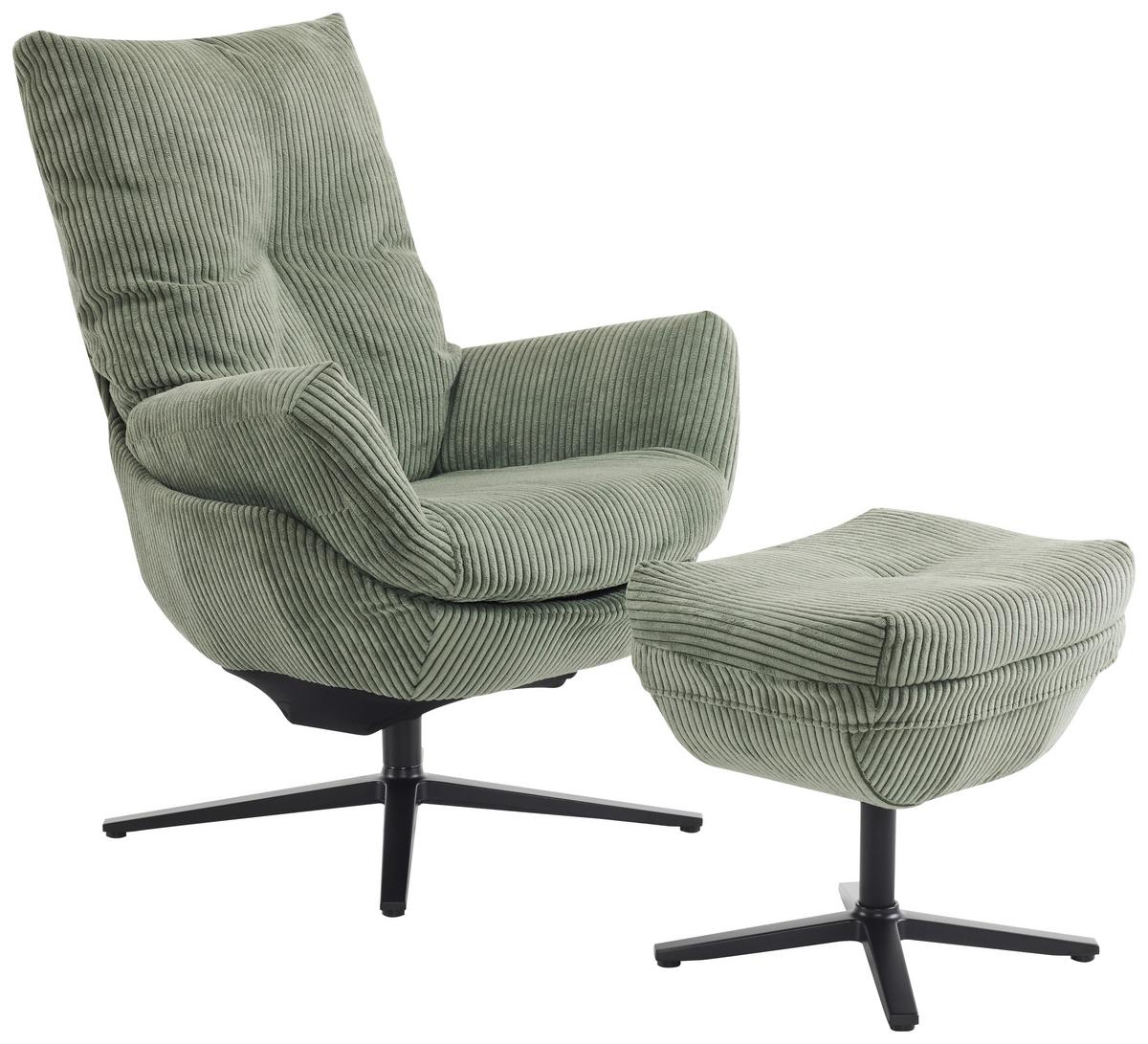 ZESTAW FOTELI RELAKSACYJNYCH WILSON - zielony/czarny, Design, metal/tkanina (77/100/78cm) - Carryhome