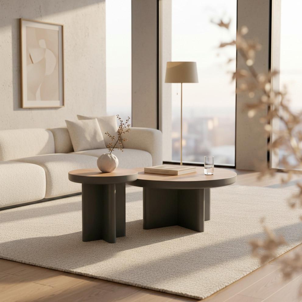 SOFFBORD VIOLA - grå/ekfärgad, Modern, trämaterial/trä (80/41/50/51cm) - Bessagi Home