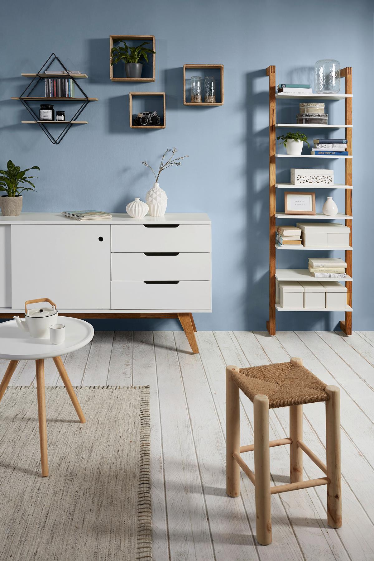 Falipolc Fekete Váz 3 Polclap Cantella - natúr színű/fekete, Modern, fa/fém (56/61/15cm) - Mömax