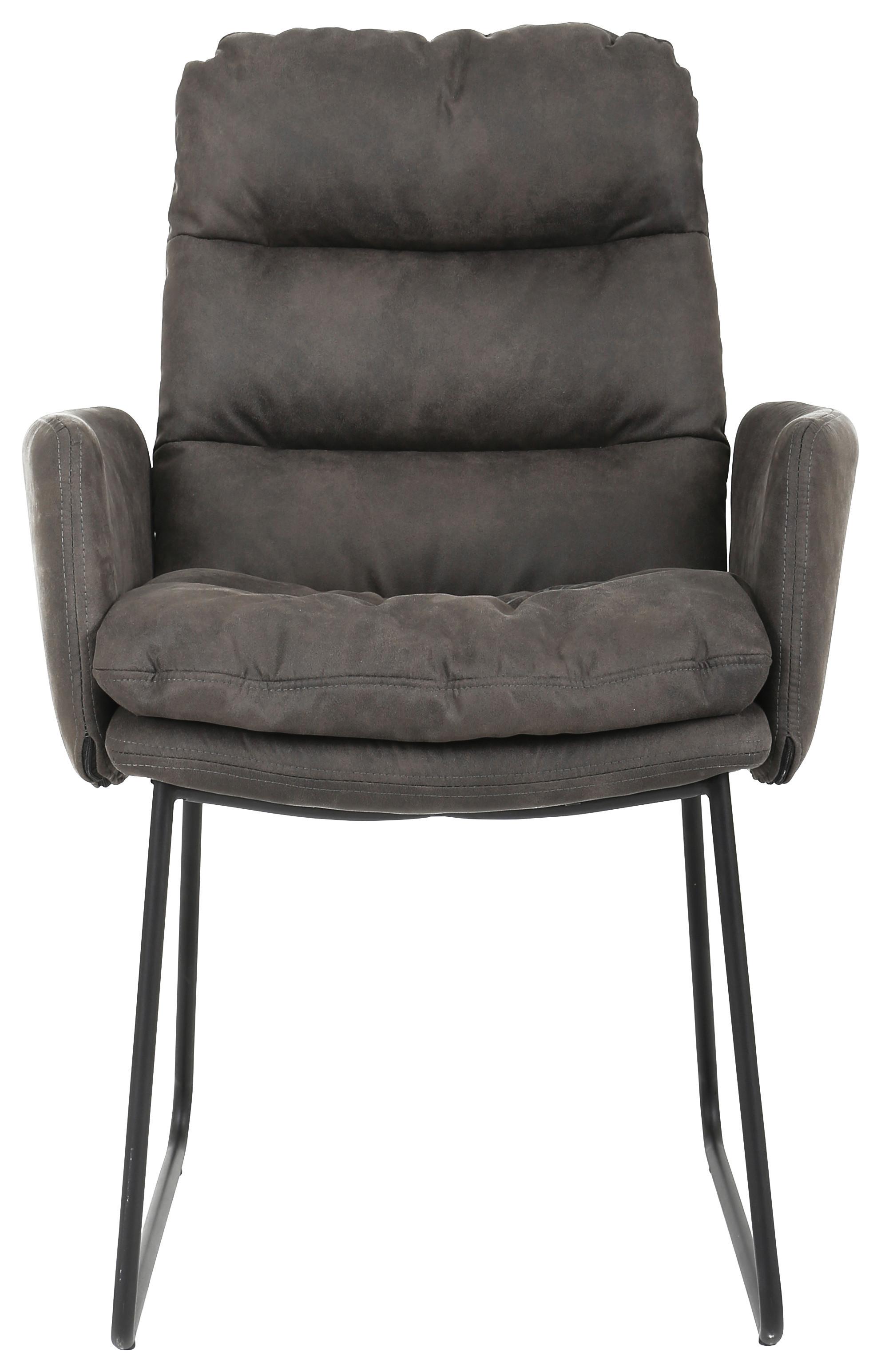 chaise accoudoirs in Grau - Schwarz/Grau, Modern, Holz/Textil (62/90,5/71cm) - Mömax