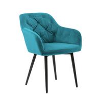 Naslanjač Samt, Turkizna - turkizna/črna, Moderno, kovina/tekstil (61/85/45cm) - Livetastic