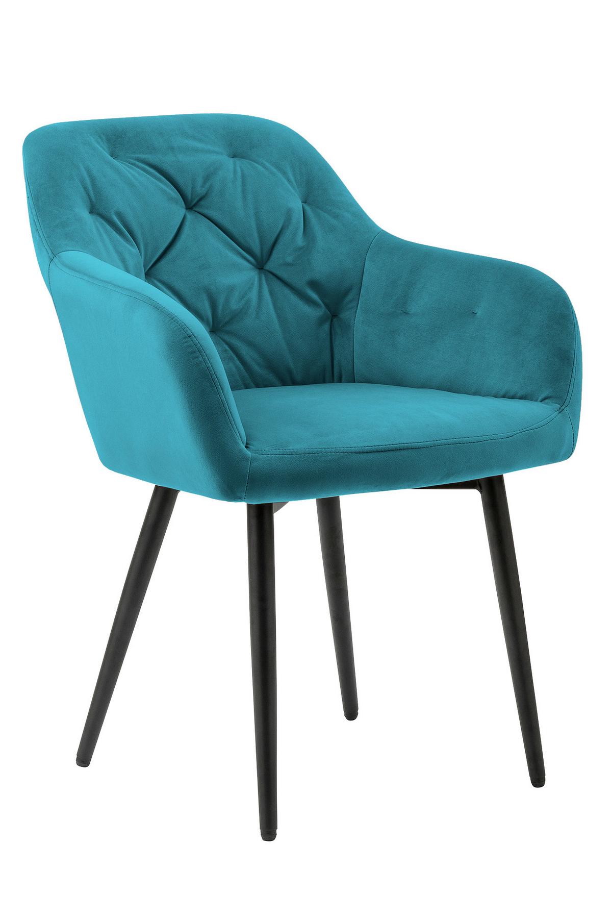 Naslanjač Samt, Turkizna - turkizna/črna, Moderno, kovina/tekstil (61/85/45cm) - Livetastic