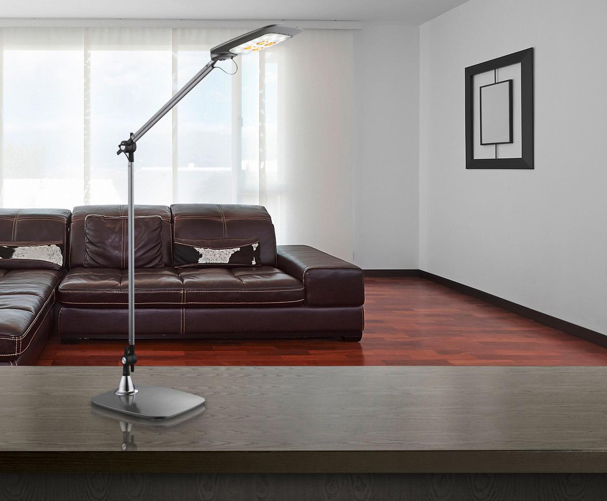 Namizna Led-svetilka Sonya, S Sijalko - siva/črna, Design, kovina/umetna masa (49/17,9/96cm) - Globo