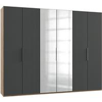 Drehtürenschrank Level 36A mit Spiegel ca.300cm Graphitfarben - Chromfarben/Eichefarben, MODERN, Holzwerkstoff (300/236/58cm) - MID.YOU