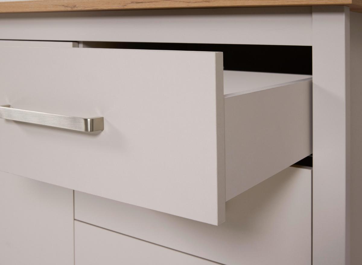 Kücheninsel Sardegna Kachmir/Eiche - Kaschmir/Silberfarben, ROMANTIK / LANDHAUS, Holzwerkstoff/Metall (124/91,5/75cm) - home24