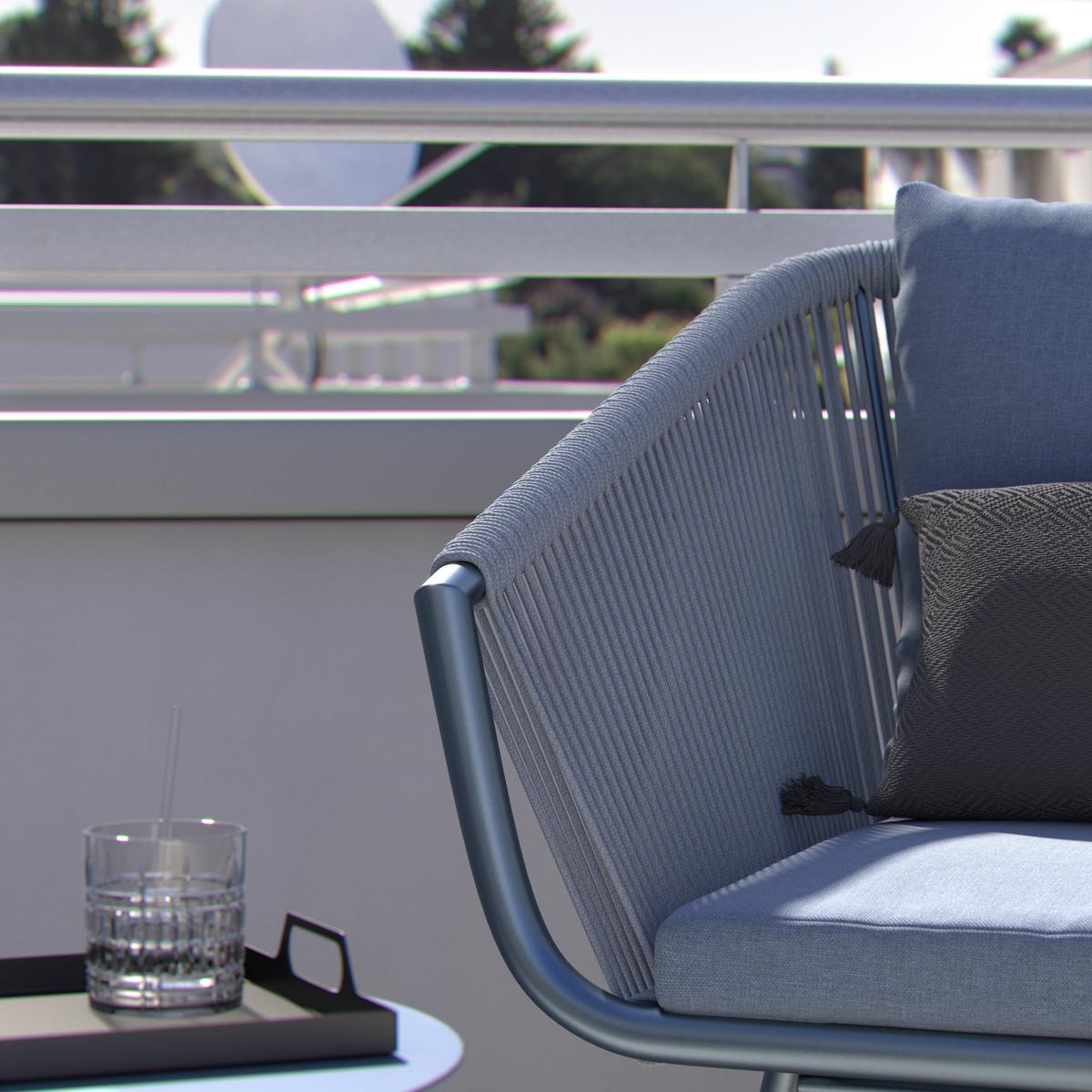 Balkonset Juri in Anthrazit/Hellgrau - Anthrazit/Hellgrau, Modern, Kunststoff/Textil (60/79/64cm) - Mömax