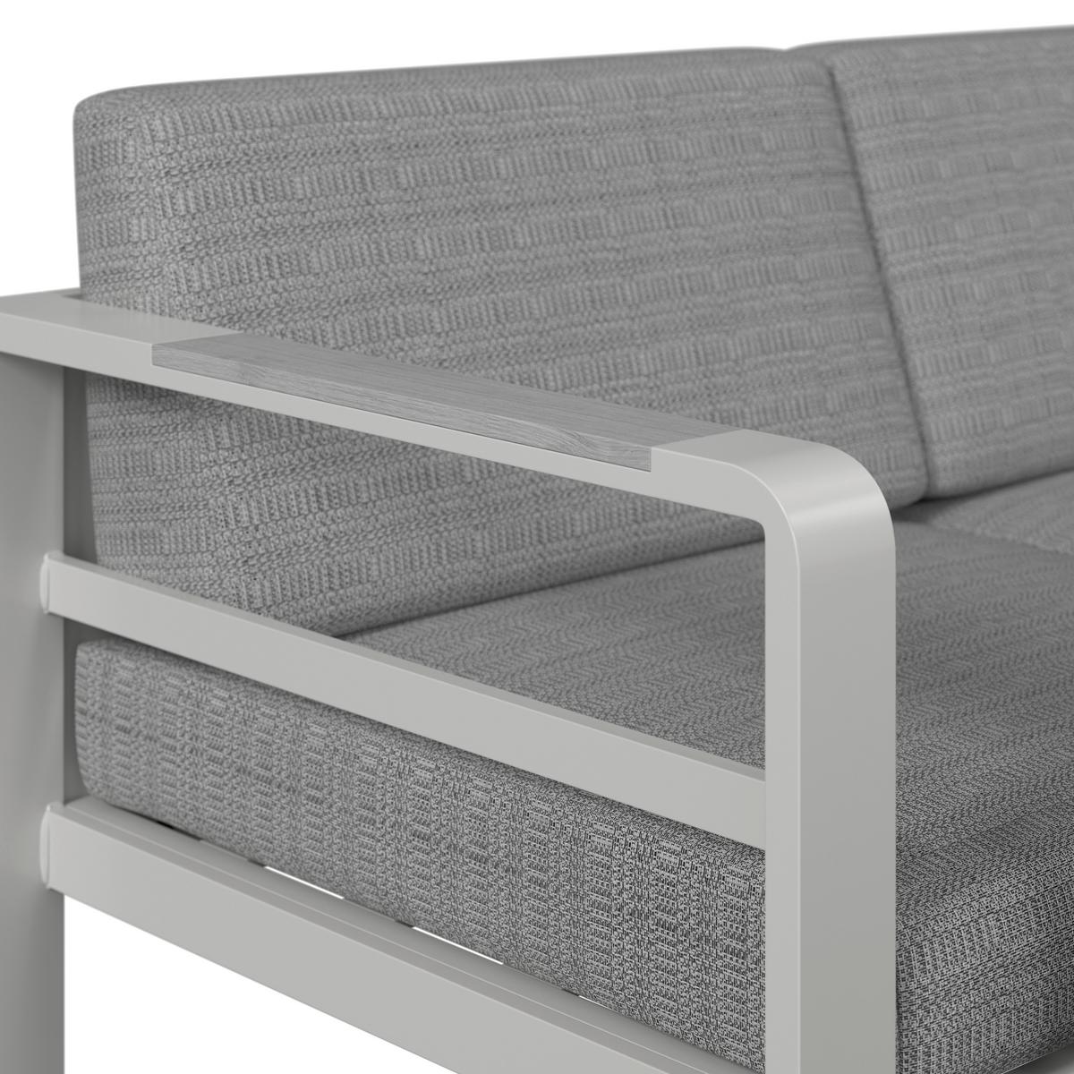 Dining-Loungeset Aruba Hellgr. /Weiß Outdoorstoff/Metall - Hellgrau/Weiß, MODERN, Kunststoff/Textil - Bessagi Garden