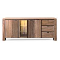 KOMODA BANDUNG - kolor naturalny/czarny, Modern, metal/drewno (200/85/40cm) - Livetastic