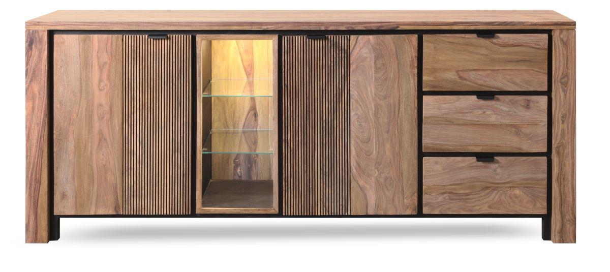 KOMODA BANDUNG - kolor naturalny/czarny, Modern, metal/drewno (200/85/40cm) - Livetastic