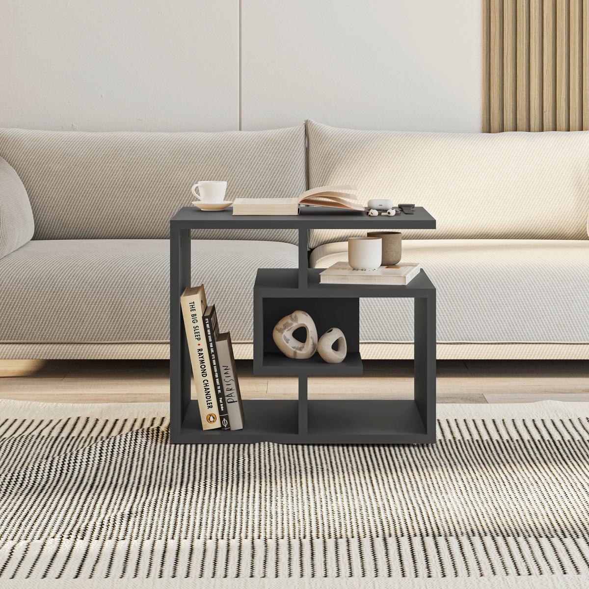 Couchtisch Labirent ca. 54x45x40 cm Anthrazit - Anthrazit, Design, Holzwerkstoff (54/45/40cm) - Livetastic