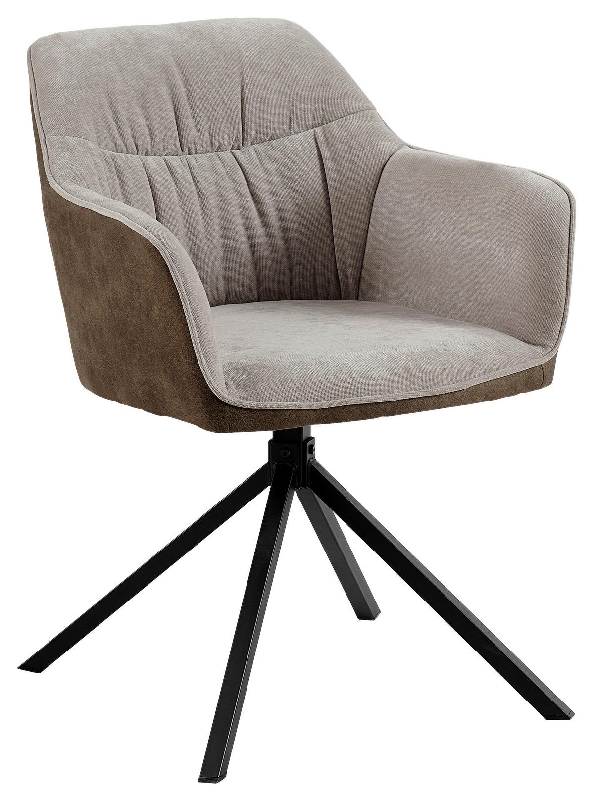 KRZESŁO Z PODŁOKIETNIKAMI PATTI - beżowy/czarny, Modern, metal/tkanina (58/81/60,5cm) - Mömax