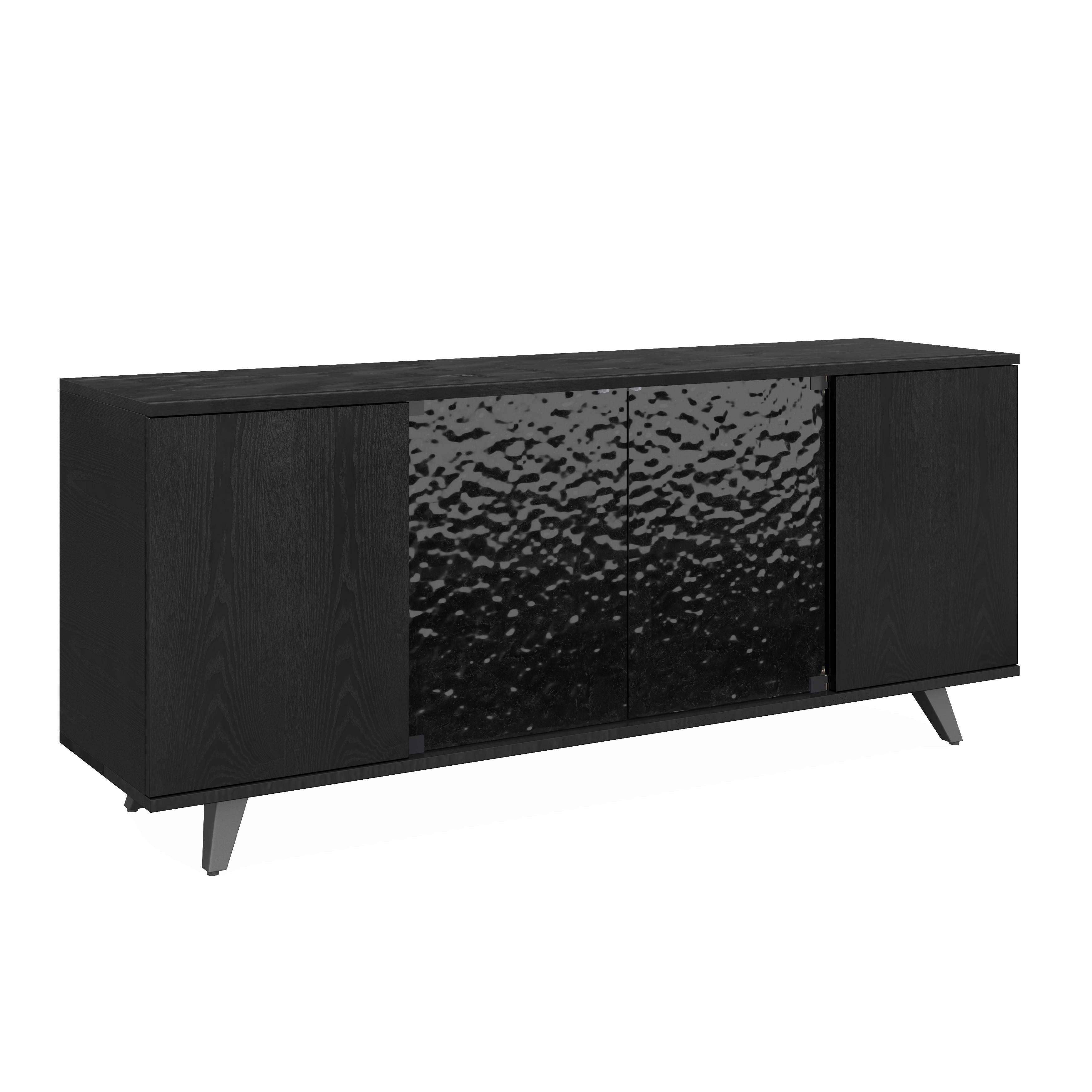 Sideboard Zelia Holz/Glas Schwarz - Schwarz, MODERN, Glas/Holz (180/77/45cm) - Bessagi Home