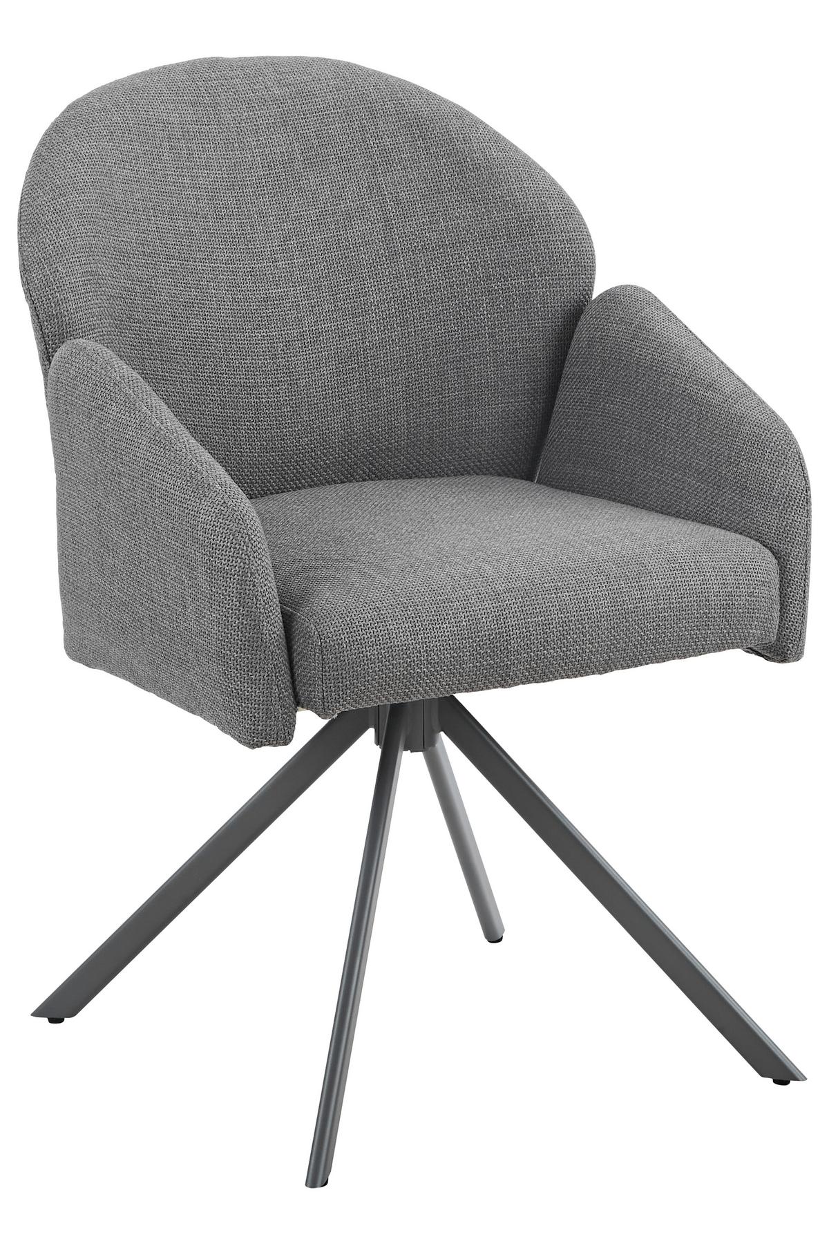 ARMLEHNSTUHL-SET HOLLY S 2ER-SET - Grau, MODERN, Textil/Metall (56,5/84/61cm) - MID.YOU